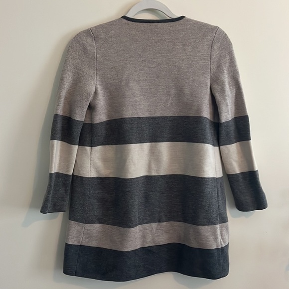 Talbots Merino Wool Open Cardigan Sweater neutral minimalistic gray tan cream - Picture 4 of 4